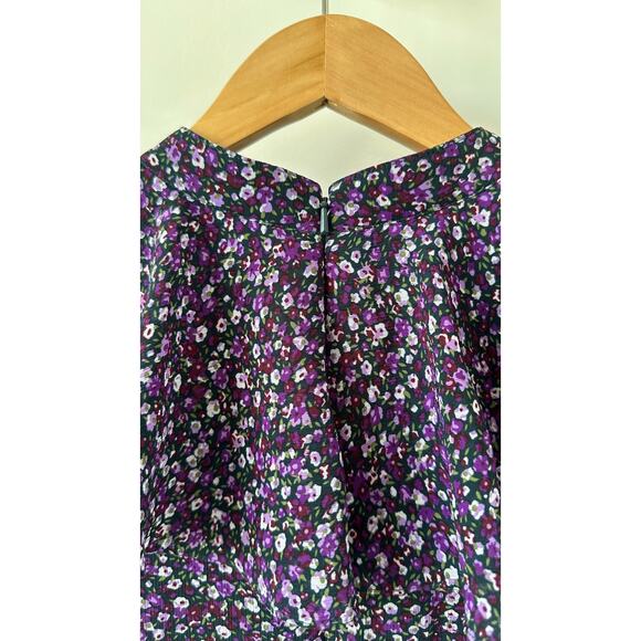 Mikael Aghal Belted Ruffled Floral Jumpsuit in Purple Size 6 - Picture 8 of 12